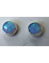 Opale noble bleu boucles oreilles pouce 6mm