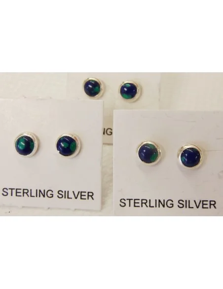 Azurite malachite boucles d'oreilles pouces argent 6mm