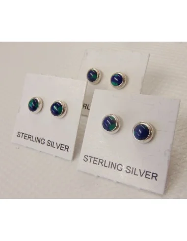 Azurite malachite boucles d'oreilles pouces argent 6mm