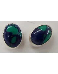 Azurite malachite ovale boucles d'oreilles pouces argent 8mm