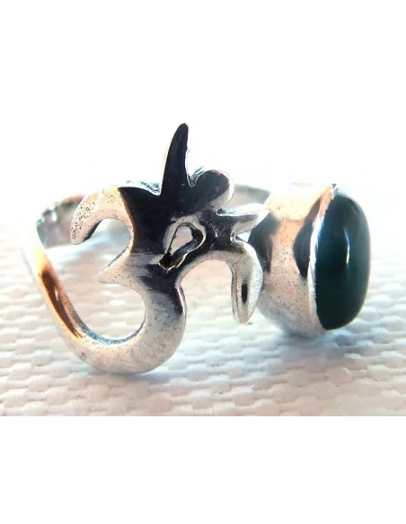 Bague OM argent jade
