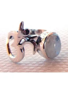 Bague OM argent pierre de lune