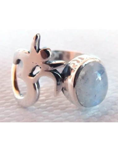 Bague OM argent pierre de lune