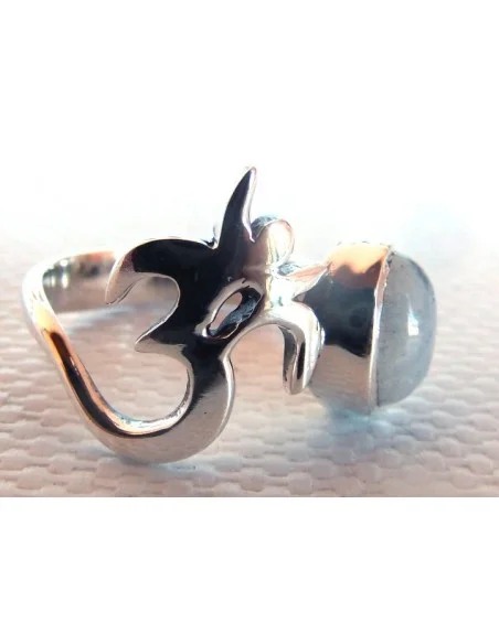 Bague OM argent pierre de lune Bague OM argent pierre de lune