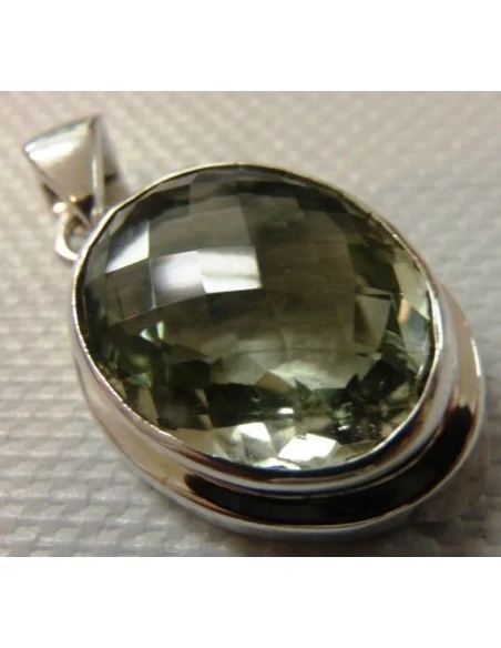 Prasiolite gemme pendentif argent