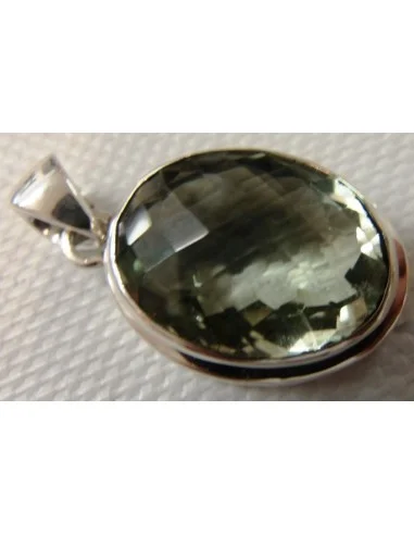 Prasiolite gemme pendentif argent