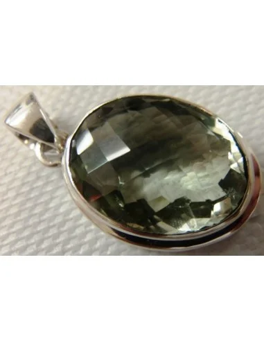 Prasiolite gemme pendentif argent