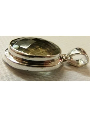 Prasiolite gemme pendentif argent