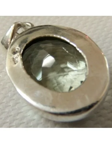Prasiolite gemme pendentif argent