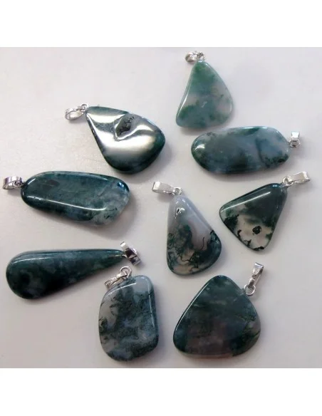 Agate mousse pendentif argent