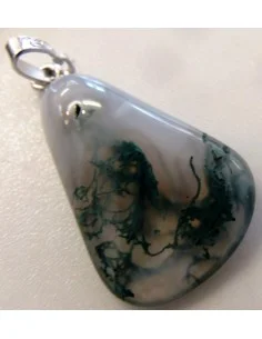 Agate mousse pendentif argent