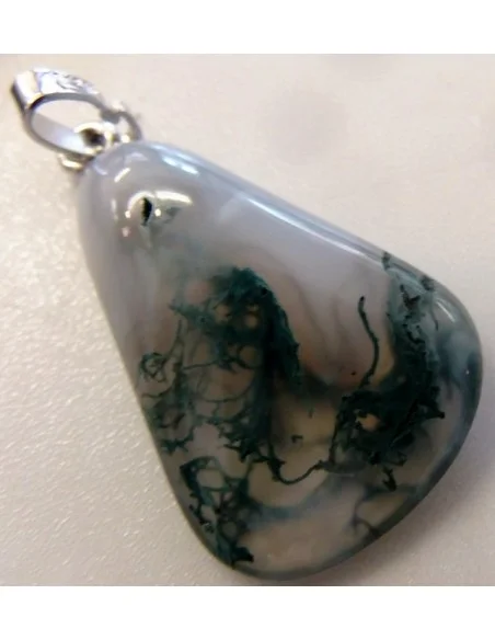 Agate mousse pendentif argent