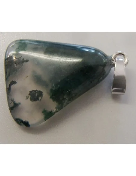 Agate mousse pendentif argent