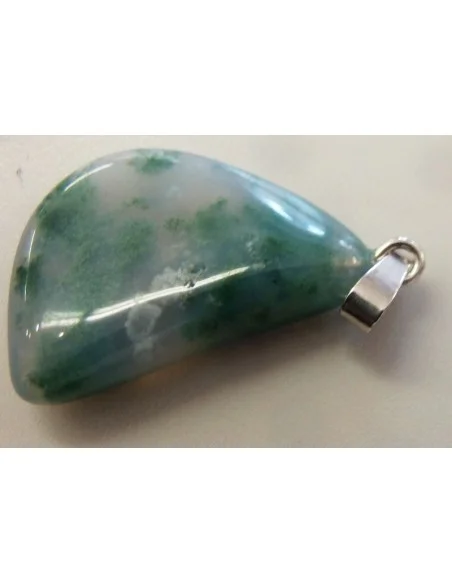 Agate mousse pendentif argent