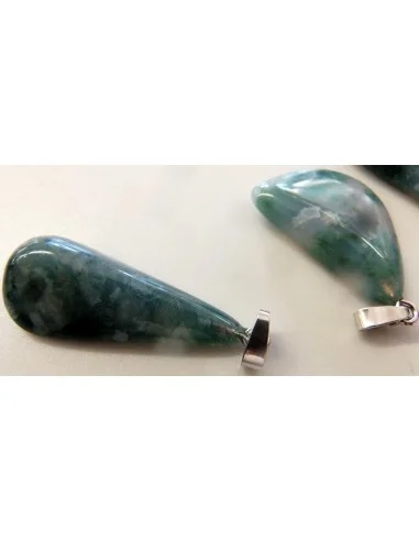 Agate mousse pendentif argent