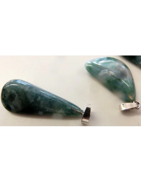 Agate mousse pendentif argent