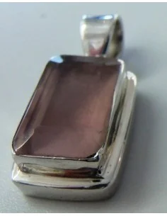 Quartz rose gemme, pendentif argent