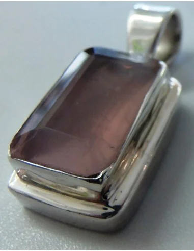 Quartz rose gemme, pendentif argent
