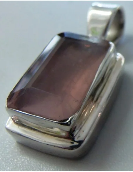 Quartz rose gemme, pendentif argent