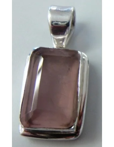 Quartz rose gemme, pendentif argent