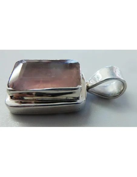 Quartz rose gemme, pendentif argent