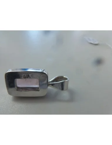 Quartz rose gemme, pendentif argent