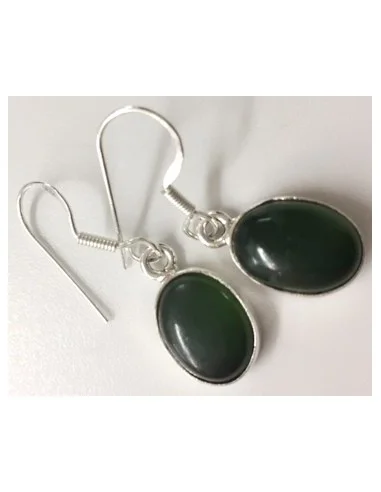 Jade boucles d'oreilles argent