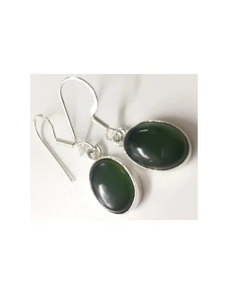 Jade boucles d'oreilles argent