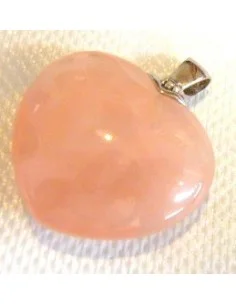Pendentif coeur quartz rose argent 2