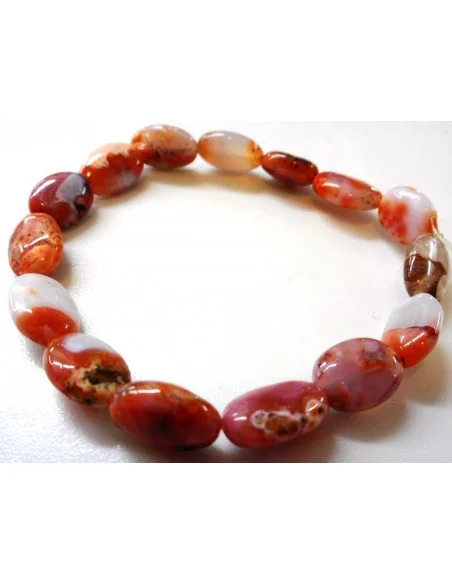 Calcedoine rouge bracelet ovale