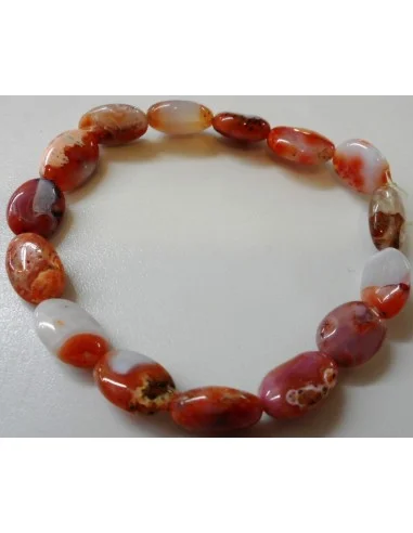 Calcedoine rouge bracelet ovale