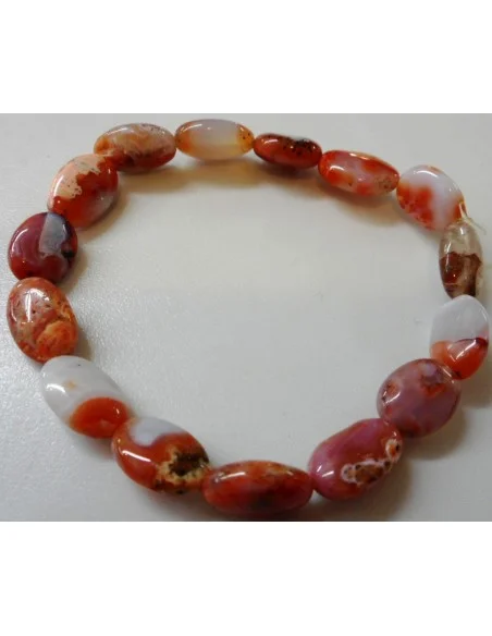 Calcedoine rouge bracelet ovale