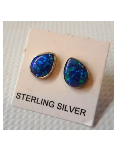 Opale noble indigo boucles oreilles pouce