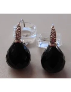 Onyx Boucles pendantes argent