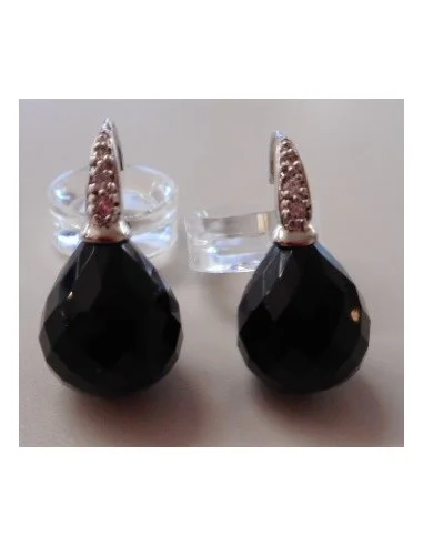 Onyx Boucles pendantes argent