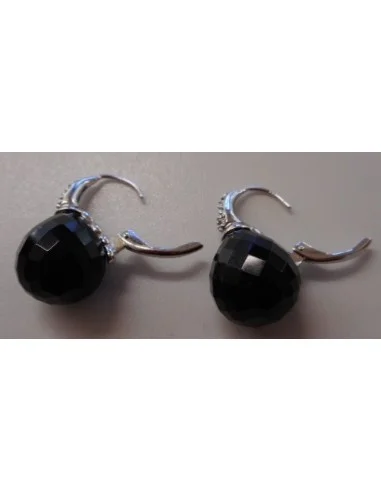 Onyx Boucles pendantes argent