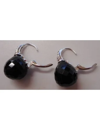 Onyx Boucles pendantes argent