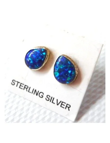 Opale noble indigo boucles oreilles pouce