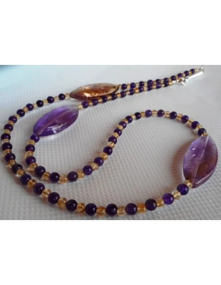 Collier ametrine, Amethyste et citrine