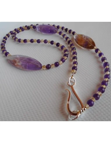 Collier ametrine, Amethyste et citrine