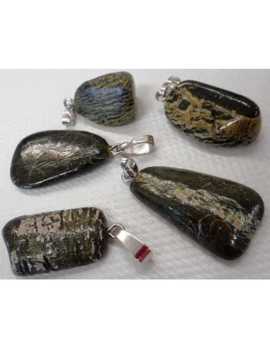 Serpentine oeil d'argent pendentif