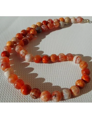 Agate de feu collier 8mm