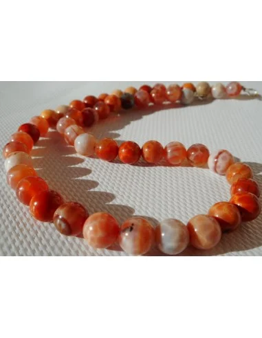 Agate de feu collier 8mm