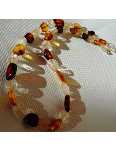 Collier  citrine, ambre