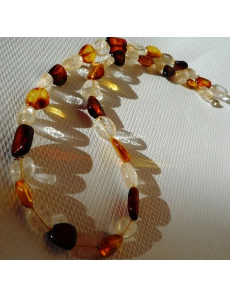 Collier  citrine, ambre