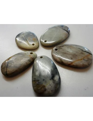 Jaspe feuille d'argent pendentif