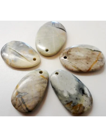 Jaspe feuille d'argent pendentif