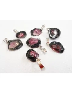 Tourmaline melon d'eau et noire pendentif 2
