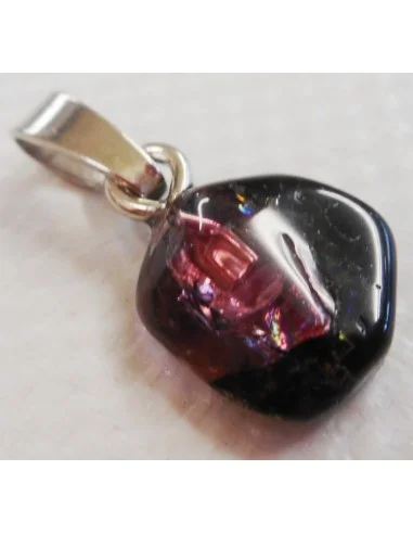 Tourmaline melon d'eau et noire pendentif