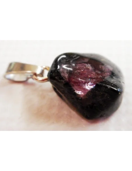 Tourmaline melon d'eau et noire pendentif